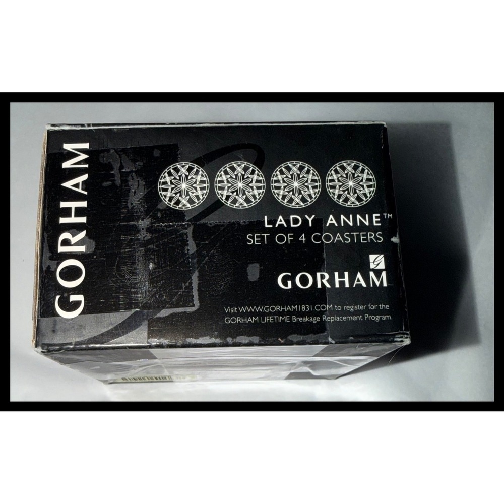 Gorham Lady Anne Crystal Coasters Set of 4‎ Clear Round Starburst Cut Glass